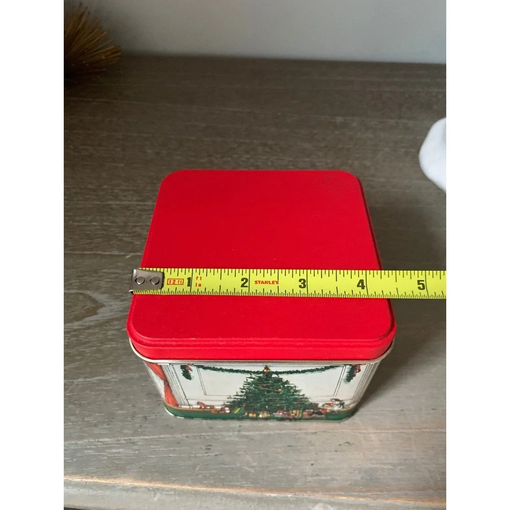 Vintage Potpourri Press Christmas Tin Victorian Holiday Scenes Red Lid USA Made